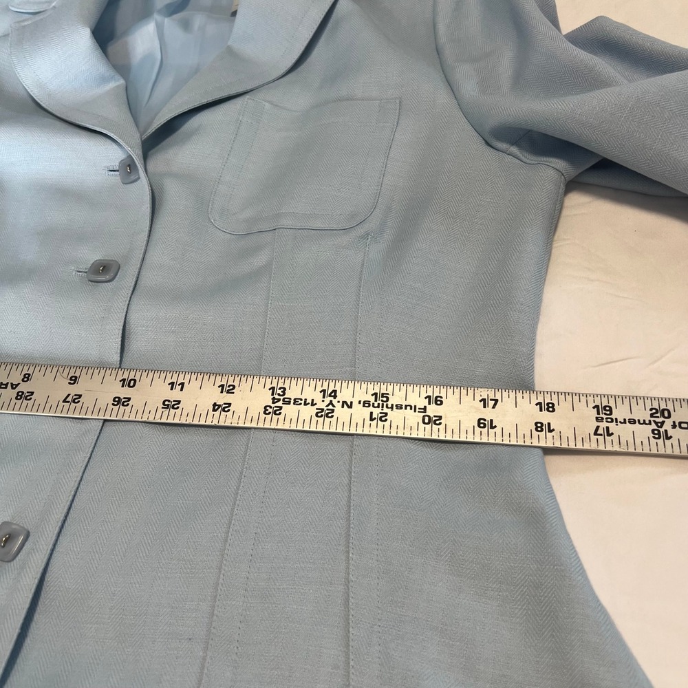 Emma James Liz Claiborne Light Blue Linen Blend Herringbone Blazer Jacket Sz 10 - Picture 10 of 14